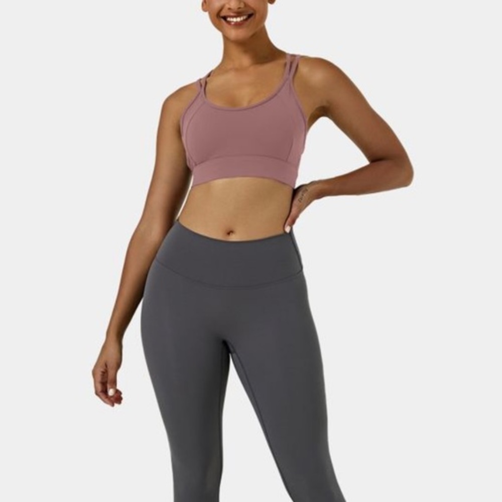 NEW Halara Backless Crisscross Strappy Yoga Sports Bra Toro/Plum Small